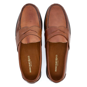 Blue Isle Weltline Penny Loafers - Whiskey Shell Cordovan