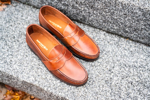 Blue Isle Weltline Penny Loafers - Whiskey Shell Cordovan